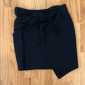 Black wrap front skirt